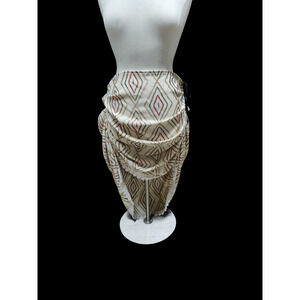 Damsel in this Dress draped asymmetrical skir/embroidered diamonds/hem/adj waist